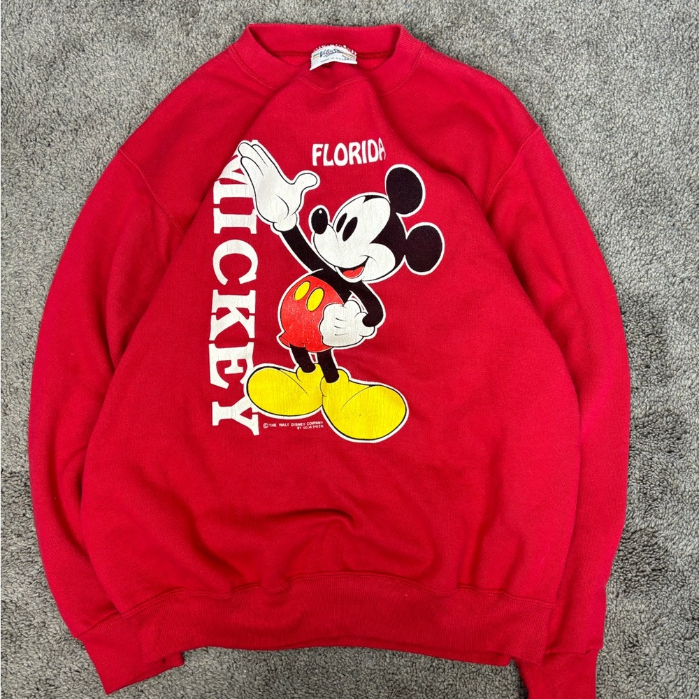 Vintage 90s red mickey mouse crewneck‎